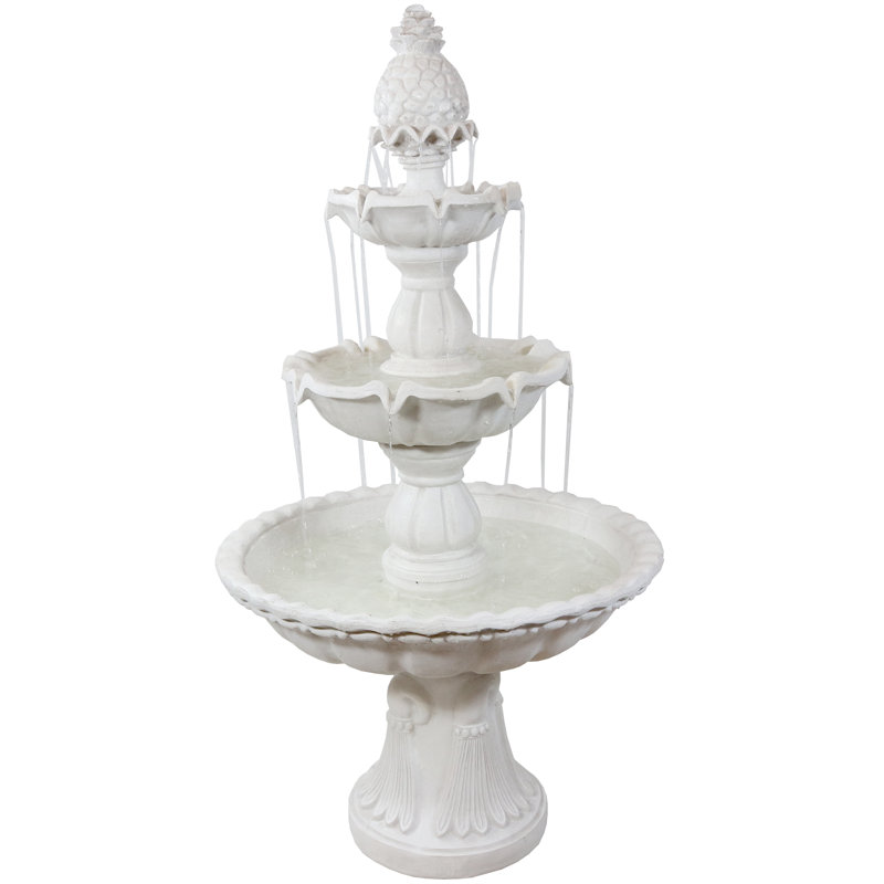 Kujawa Welcome Traditional White Fiberglass 3-Tiered Outdoor Water Fountain