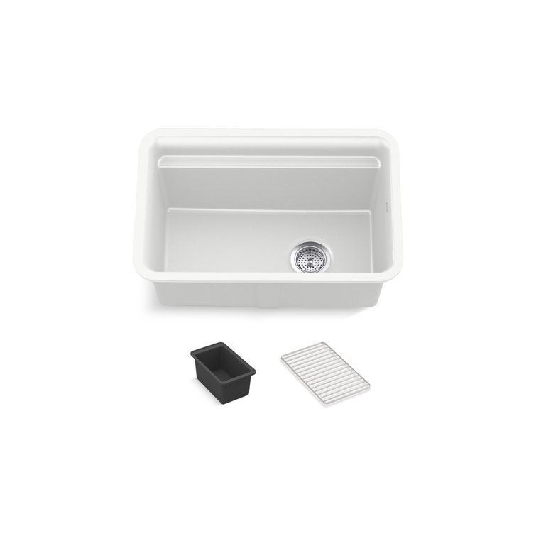 KOHLER Cairn 18-5/16 in. x 27-1/2 in. x12-5/8 in. Composite Undermount Utility Sink in Matte Black