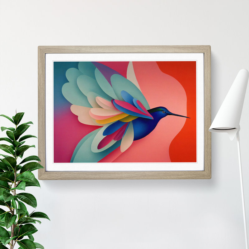 Special Abstract Hummingbird - Framed Print, 25cm H x 34cm W x 2cm D, Oak