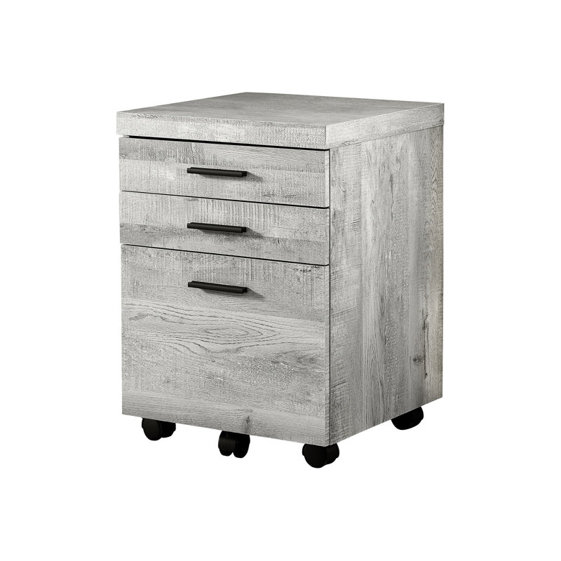 Classeur à roulettes en stratifié gris avec rangement et support pour imprimante, style moderne gris, spacieux