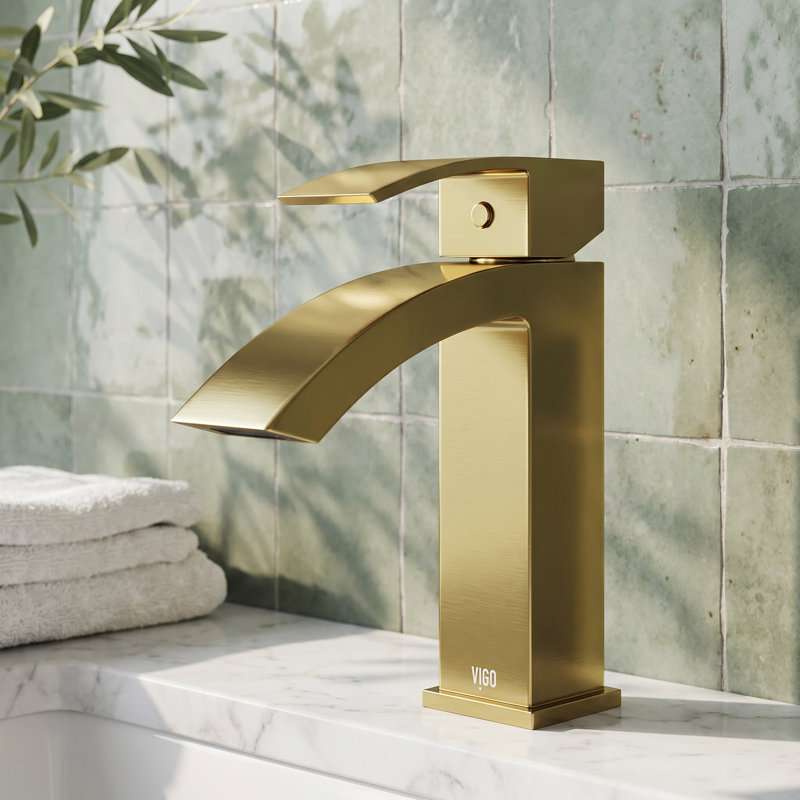 Satro 7" H Single Handle Single Hole Bathroom Faucet, Matte Gold