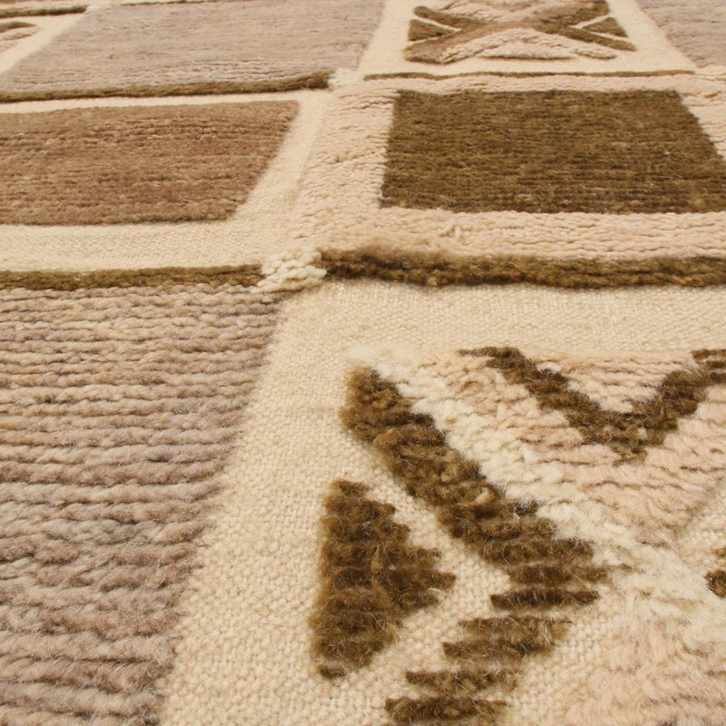 Rug & Kilim’S Scandinavian-Inspired Geometric Beige Brown And Gray Wool Pile Rug, Rectangle 5' x 8'