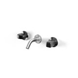 Acquaco Linki Io Wall Mount Three-Hole Two Handle Bathroom Lavatory Faucet with 3-5/8'' Spout Reach
