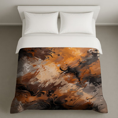 Brown Orange Abstract Art Duvet Covers