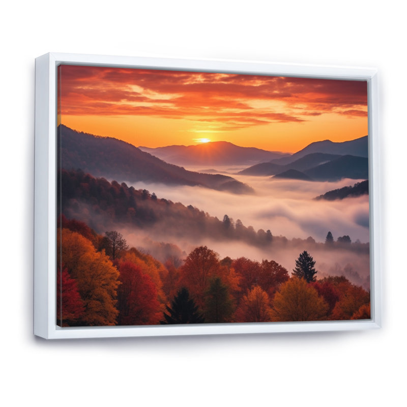 Tennessee Great Smoky Mountains Sunset II - Tennessee, art mural sur toile, Blanc, H 12 po x l 20 po