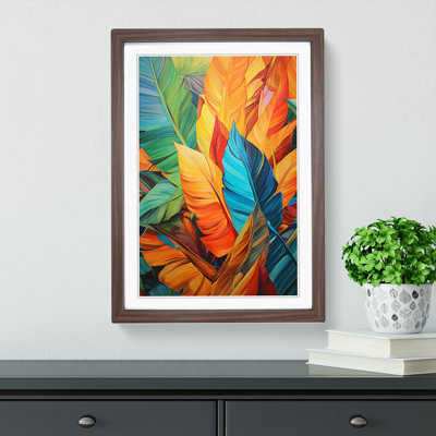 Palm Leaf Expressionism No.2 - Single Picture Frame Print on Wood