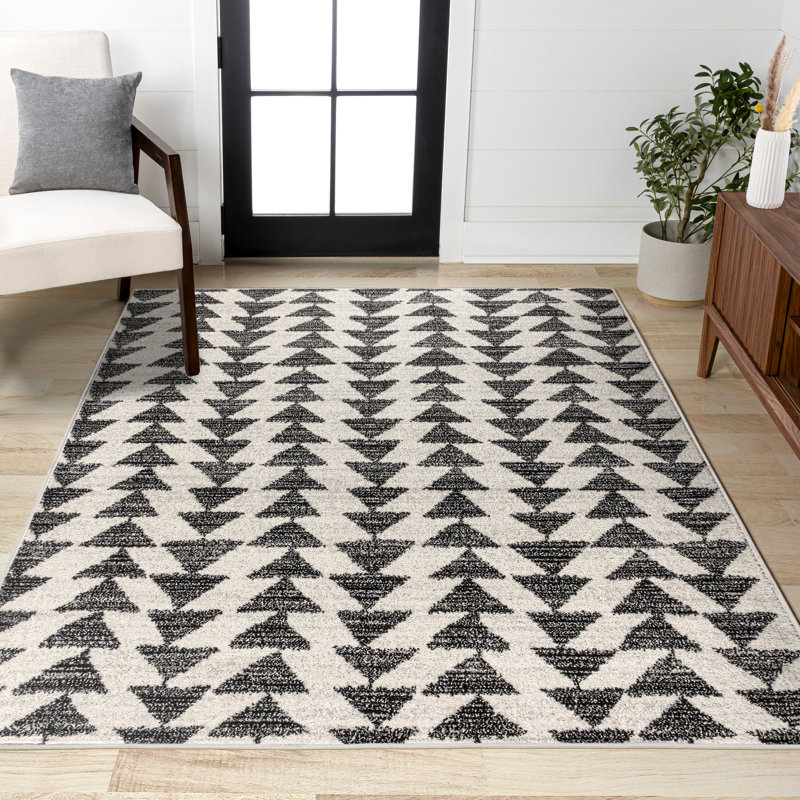 Tapis crème / noir Farnham, Rectangulaire 3 pi x 5 pi