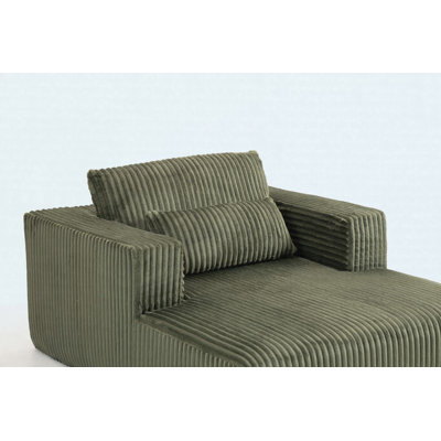 62.6" Convertible Sofa Bed with Lumbar Pillows, Corduroy Sleeper Couch, Green