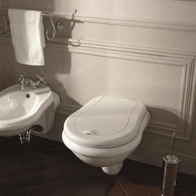 Cuvette de toilette allongée rétro à double chasse (siège inclus)