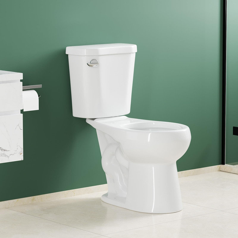 17" Round Two Piece Toilet – Single Side Handle, White, 12" Rough-in