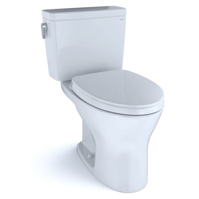 Toilette allongée deux pièces à double chasse 1,28 et 0,8 GPF TOTO® Drake® à double chasse Dynamax Tornado Flush® de 10 pouces avec CEFIONTECT® et siège à fermeture en douceur, blanc lavable et prêt, coton blanc