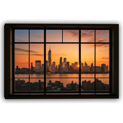 «City Glow at Sunset», impression d'art mural encadrée