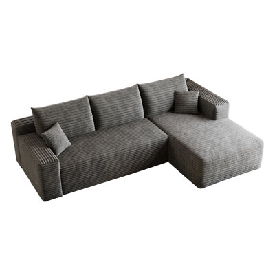 Compression Sectionals 95 Inch Corduroy Chaise, Modern Spacious Home Sofa
