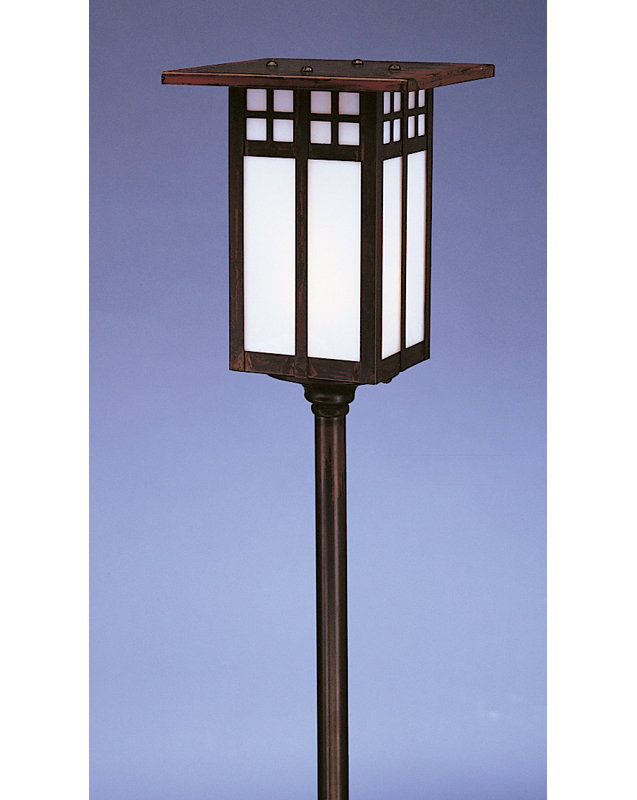 Éclairage de sentier 1 lumière Glasgow, H 31 po x l 6 po, Verdigris patine, Brun clair