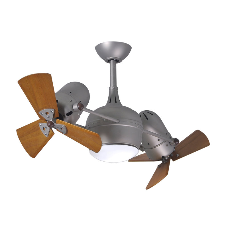 41" Dagny 6 - Blade LED Dual Ceiling Fan with Remote Control and Light Kit Included, Brushed Nickel, Mahogany Tone