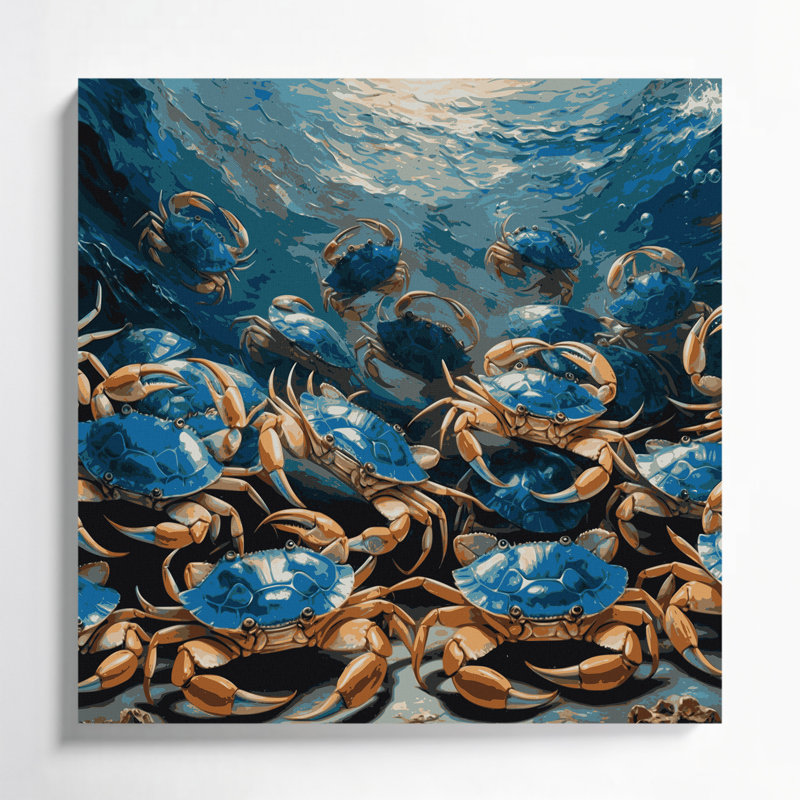 Art mural sur toile, "Nautical Crabs", H 12 po x l 12 po
