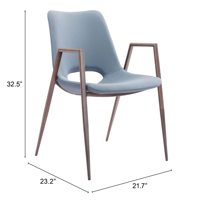 Ensemble de deux fauteuils de salle à manger rembourrés à dossier ouvert en similicuir gris et brun