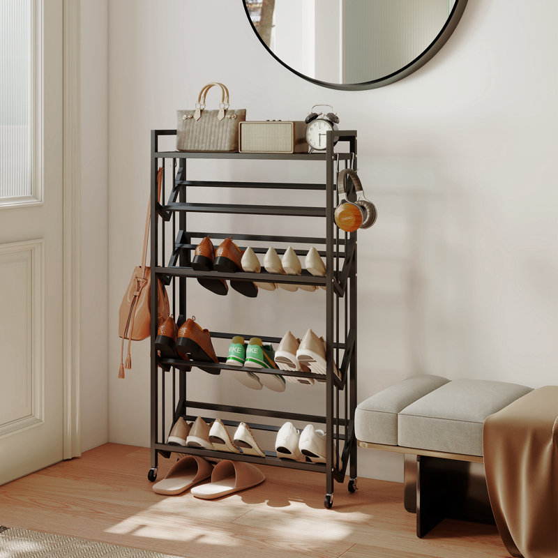 Bibliothèque à 5 niveaux avec roulettes et rangement pour le salon, le bureau
