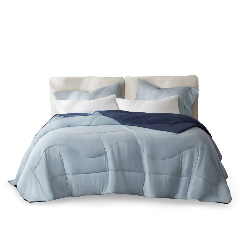 Reversible Tencel Bedding Sets, Oversized King/cal King, Cool Blue