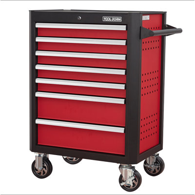 7-Drawer Rolling Tool Chest with Locking Wheels & Drawers, 18.5" D x 28" W x 39.5" H Mobile Tool Storage Cabinet, Heavy-Duty Garage Organizer w/Ergonomic Hand