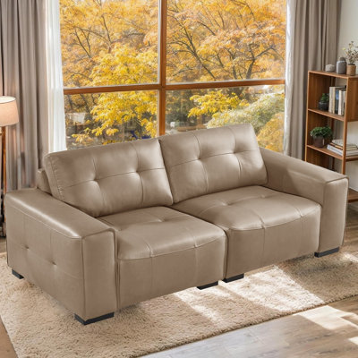 Upholstered Leather 84" Modular Loveseat Couch Sofa