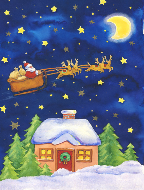 Drapeau de jardin à 2 côtés de père noël sur le ciel, H 40 po x l 28 po