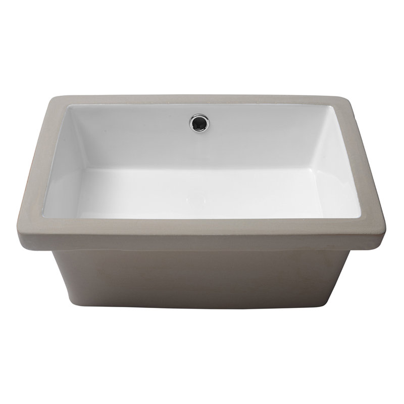 Lavabo de salle de bain encastré en céramique 18 po x 12 po avec trop-plein - blanc, design élégant, faible absorption d'eau pour divers endroits Blanc encastré, élégant, teinté, local