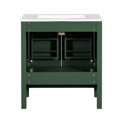 Meuble-lavabo de salle de bain 60 po avec lavabos doubles en céramique - Armoire de rangement élégante, moderne