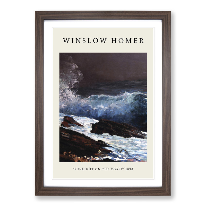 Sunlight On The Coast by Winslow Homer - Single Picture Frame Print, Walnut Framed, 48cm H x 36cm W x 2cm D