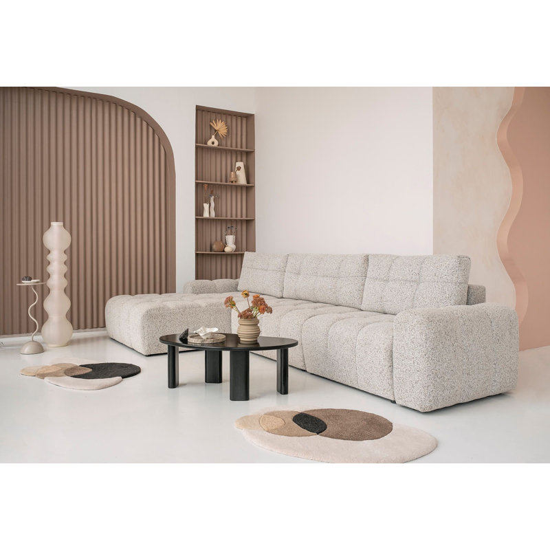 Sofa Bed, Left -sided, Light gray, 94cm H x 338cm W x 184cm D