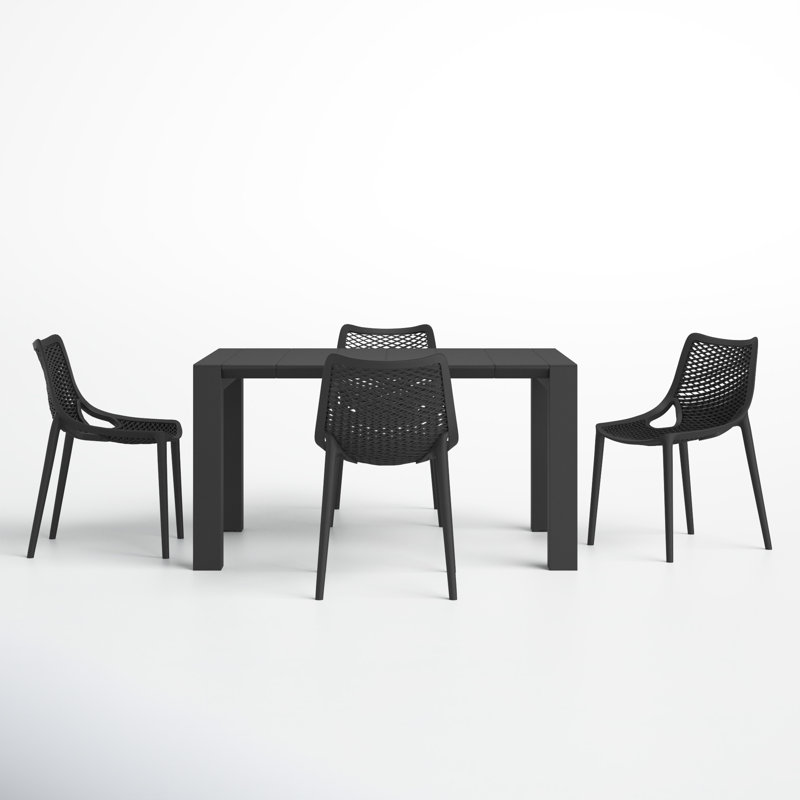 Asherton Square 4 - Person 39" Long Dining Set, Black