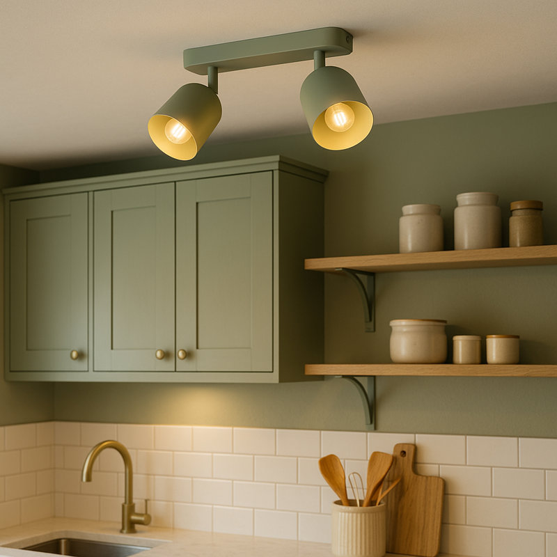 Tilston Steel Minimalist Ceiling Spotlight, 20.5cm H x 8cm W x 28cm D, 2, Green