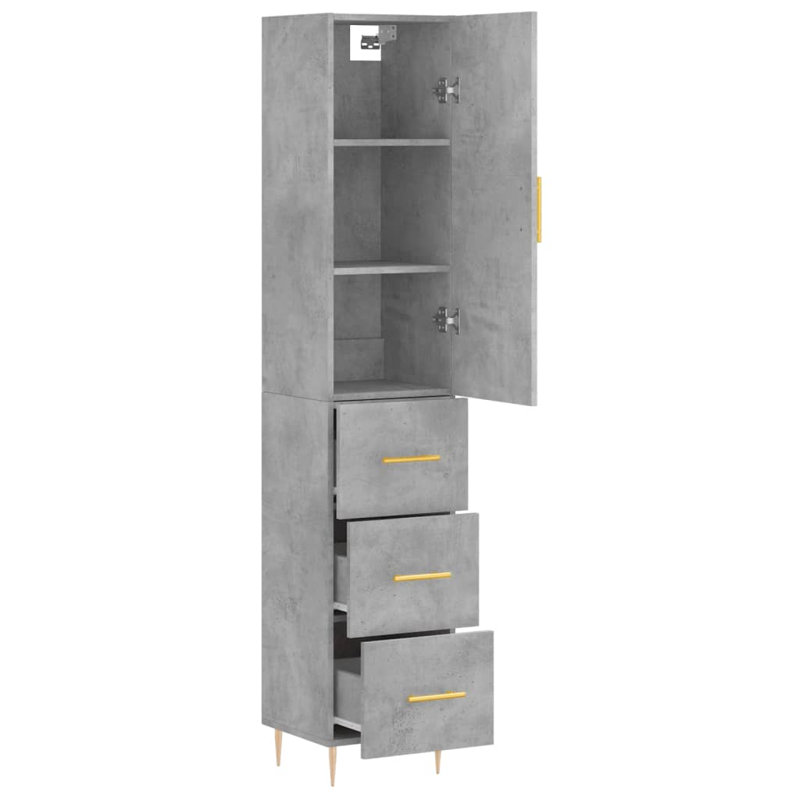 vidaXL Highboard Sideboard Tall Storage Cabinet Side Cabinet Engineered Wood, Concrete Grey