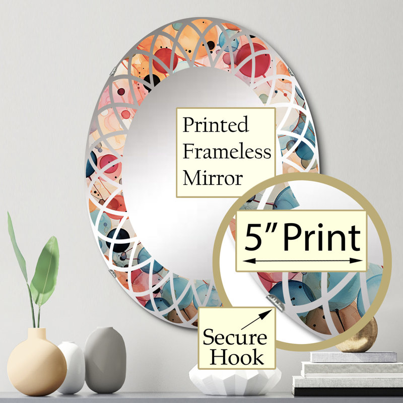 Avisa - Miroir mural Mid-Century ovale, 30 po x 20 po