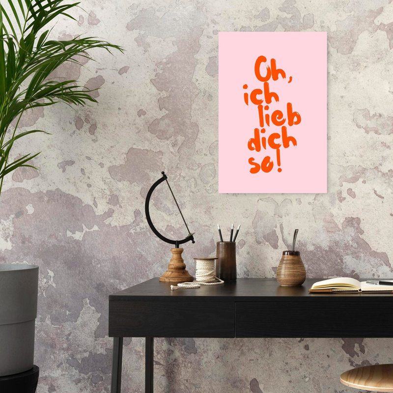 Affiche murale romantique contemporaine avec lettrage allemand romantique, H 24 po x l 16 po
