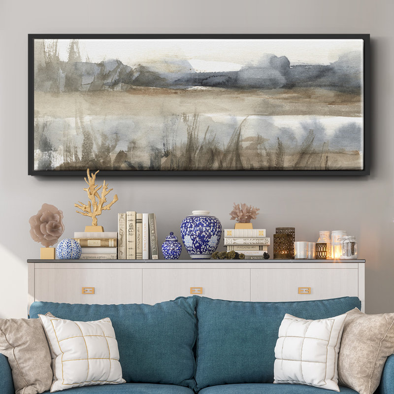 Toile encadrée BlueGrey Marsh II, H 20 po x l 50 po