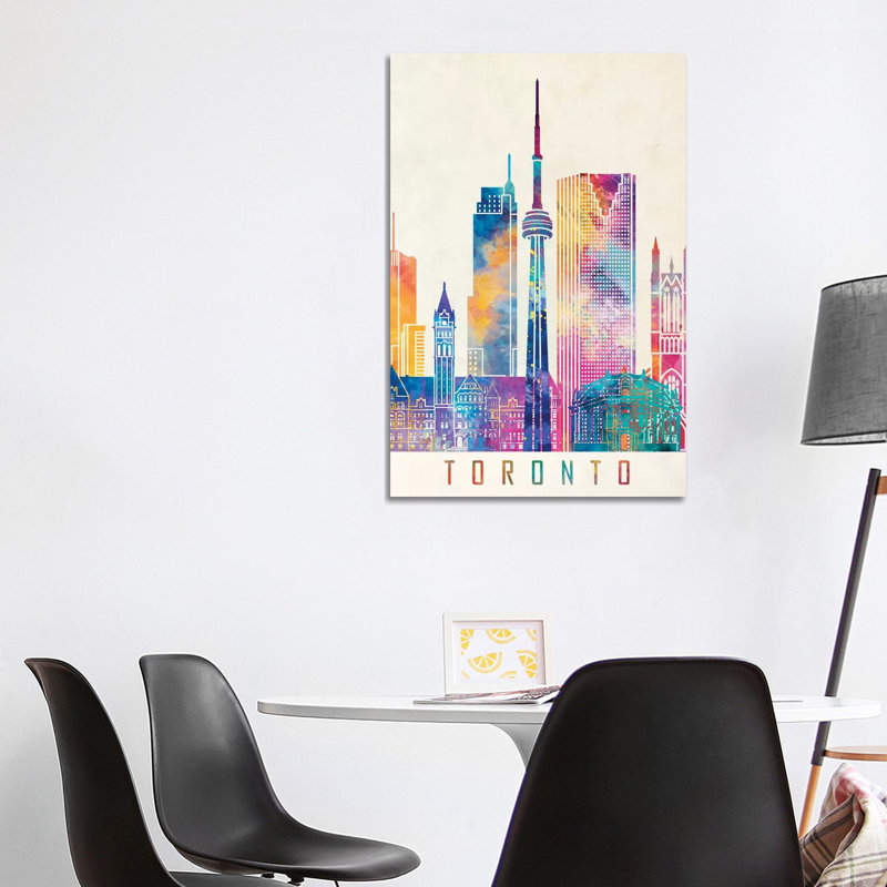Toronto Landmarks Watercolour by Paul Rommer - Wrapped Canvas Print, 101.6 cm H x 66.04 cm W