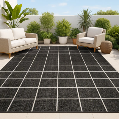 Tapis intérieur / extérieur noir / crème Garnavillo