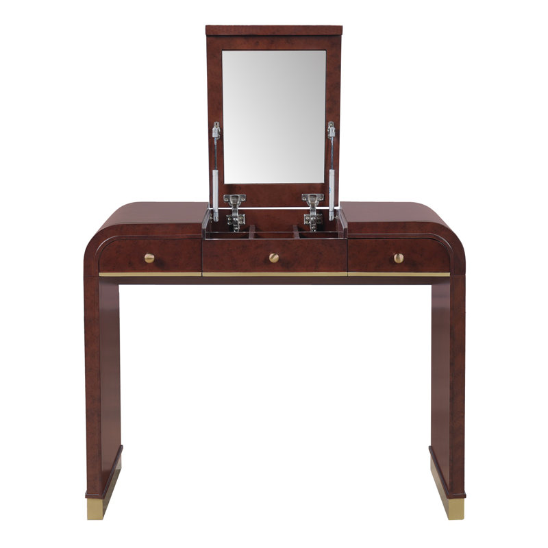 Coiffeuse 3 en 1 avec miroir rabattable, Espresso