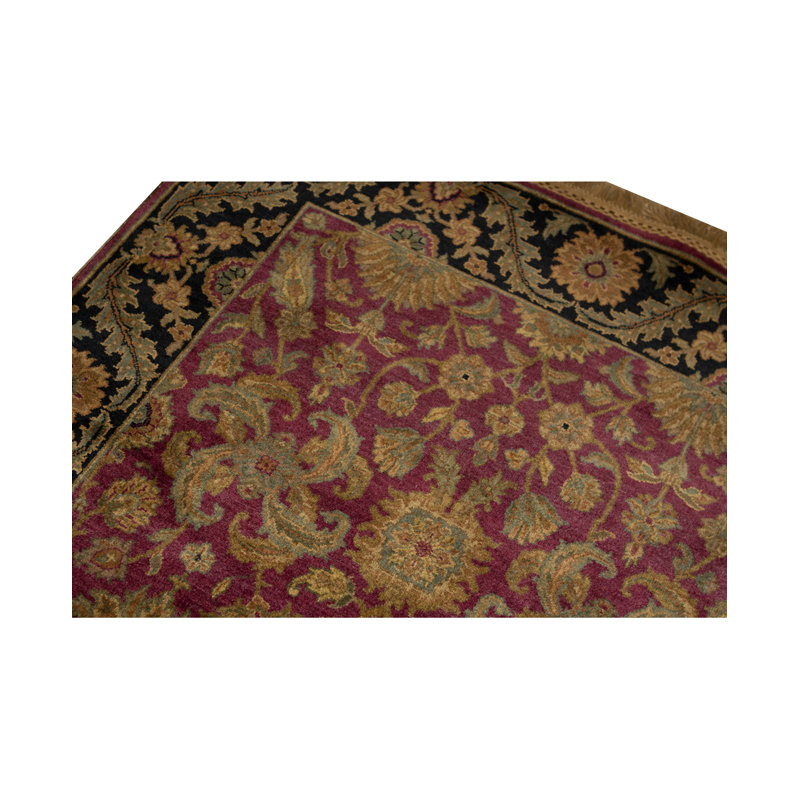 Tapis rouge et noir noué à la main de haute qualité