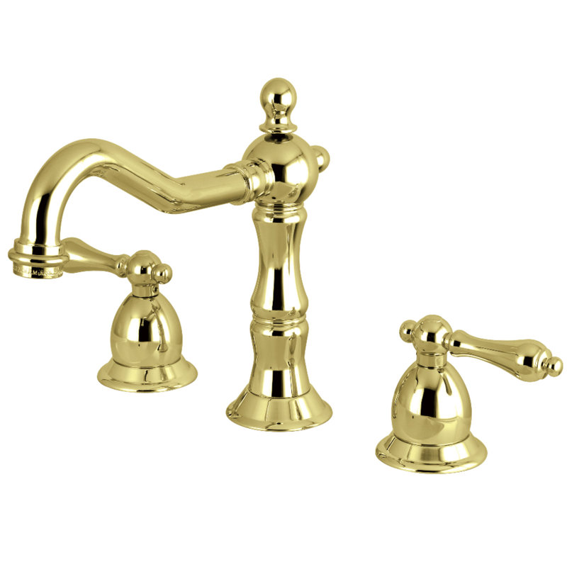 Robinet de salle de bain espacé avec ensemble de bonde Heritage, Laiton poli