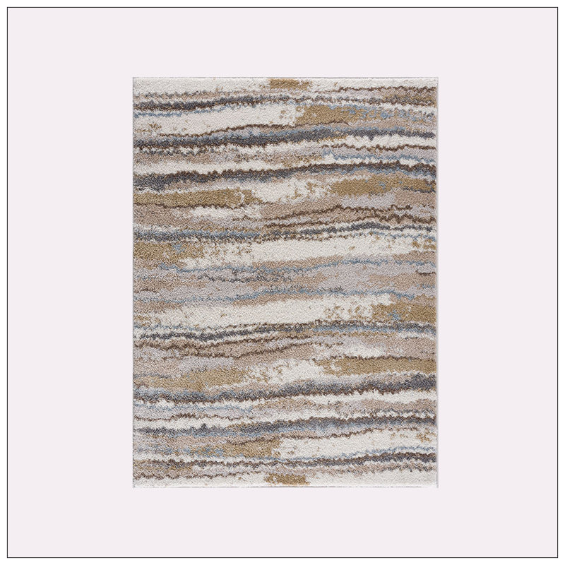 Tapis tissé à rayures abstraites Watercolor, Rectangle 7 pi 11 po x 10 pi