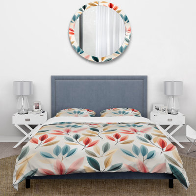 Modern Elegance - Ensemble de housse de couette floral - Polyester en microfibre