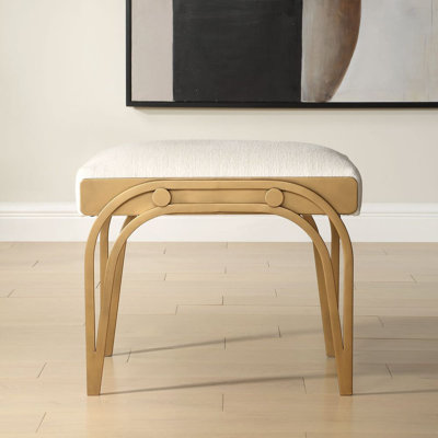 One Pixie Street Accent Bench 21.5" H Antique Brushed Brass Iron Frame