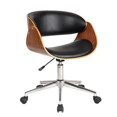 Brown Black and Silver Adjustable Height Swivel Rolling Office Chair