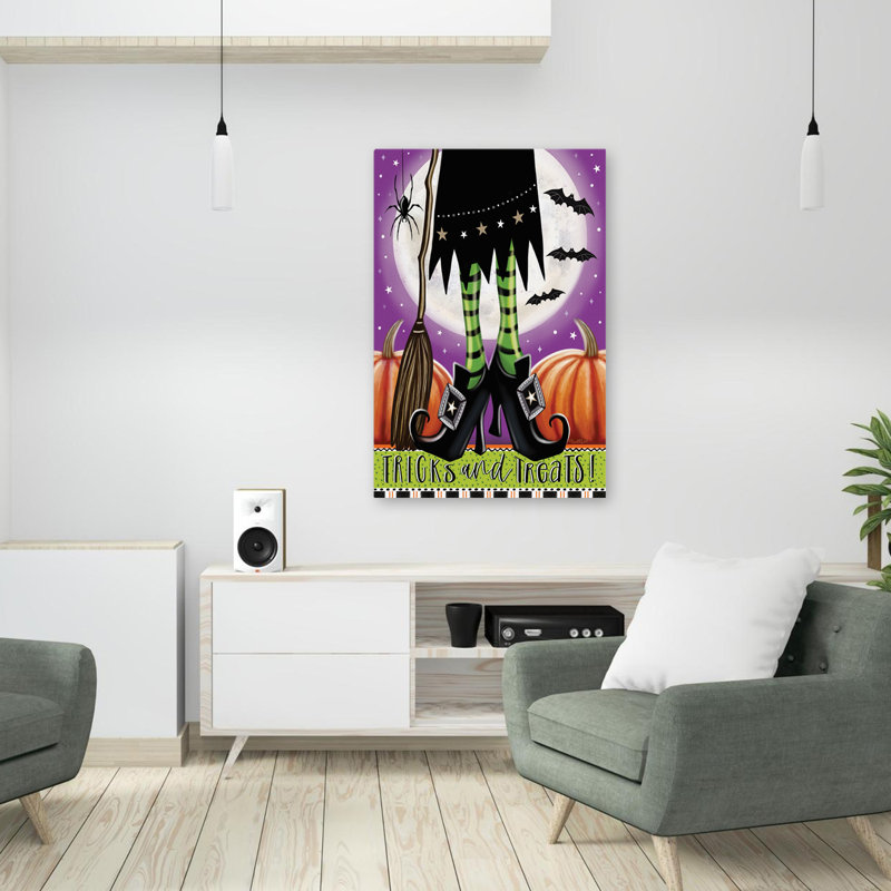Tricks And Treats Witch I - Art contemporain de Halloween, H 24 po x l 36 po