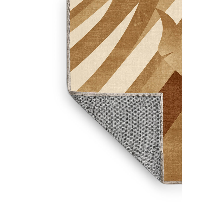 Tapis art déco lavable à la machine Aidan Sorceress en brun - reliure beige, 6 X 9