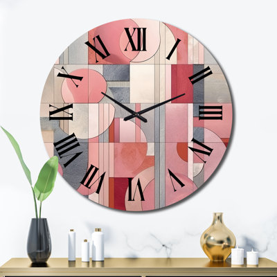 Horloge murale Pink Transcendent Angles IV - Abstract Shapes