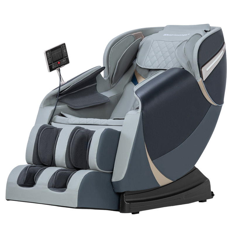 Monser Faux Leather Heated Massage Chair, Gray Faux Leather