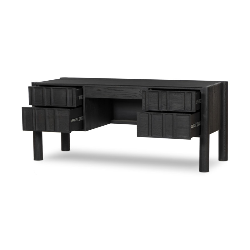 Ezri Solid Wood Writing Desk, Black